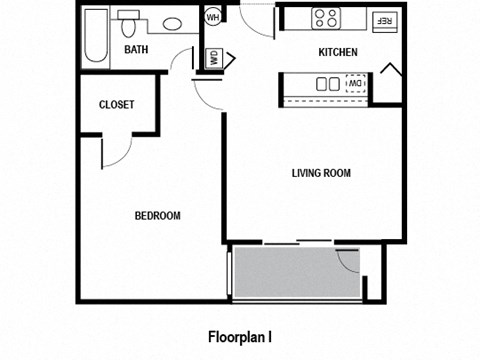 a floor plan of a house with a bedroom and a living room